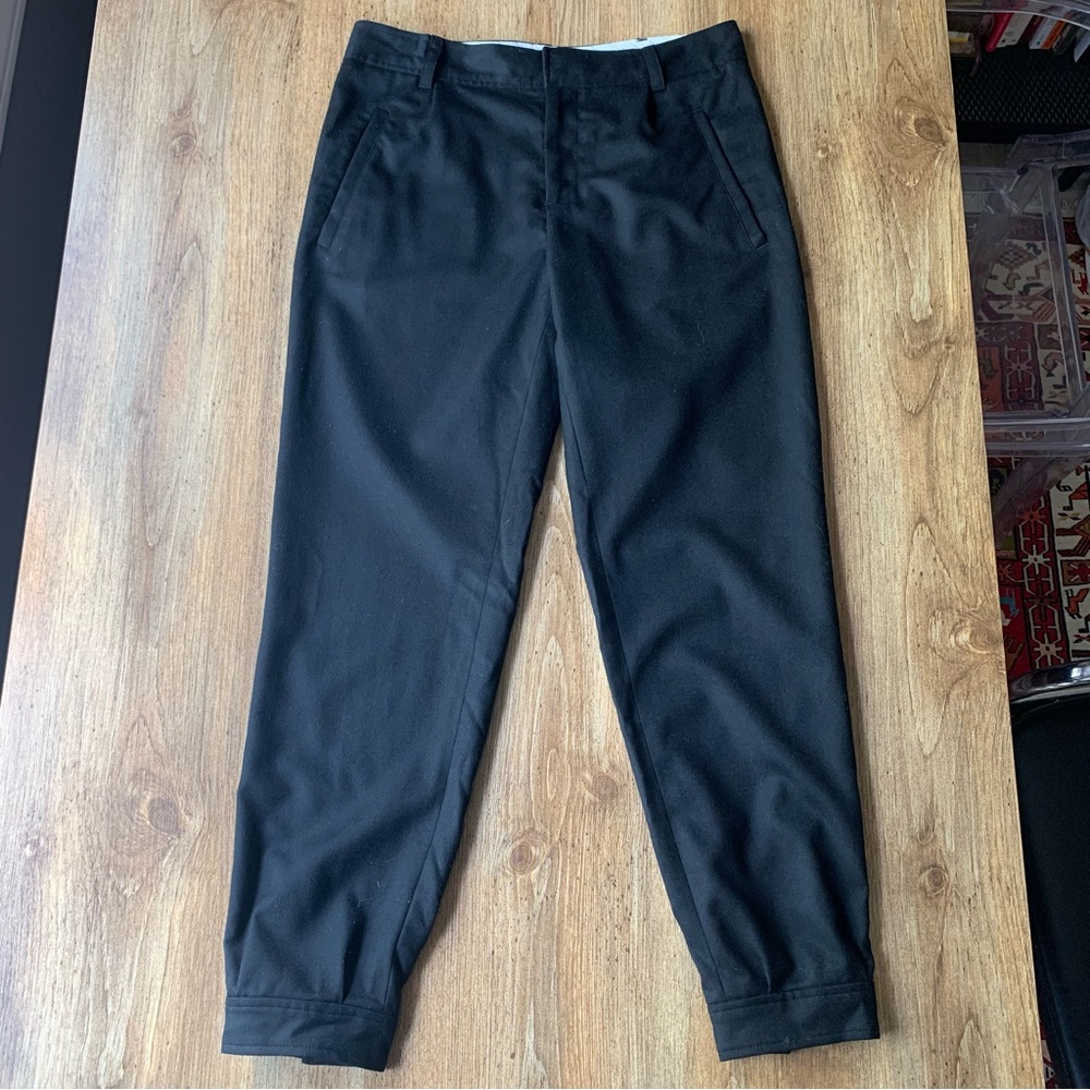 A.P.C. Japan Wool Tapered Cropped Pants XS Black Womens Button Detail